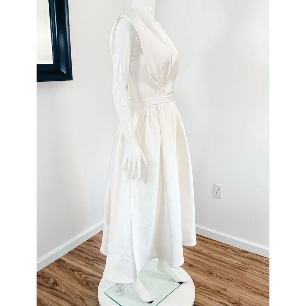 Amsale Mikado A-Line Midi-Dress in color Ivory Size 10